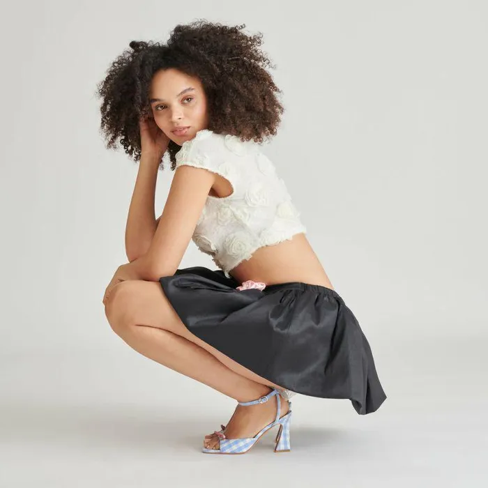 Heels Shop Dolce Vita Loise Heels White Blue Gingham White Blue Gingham