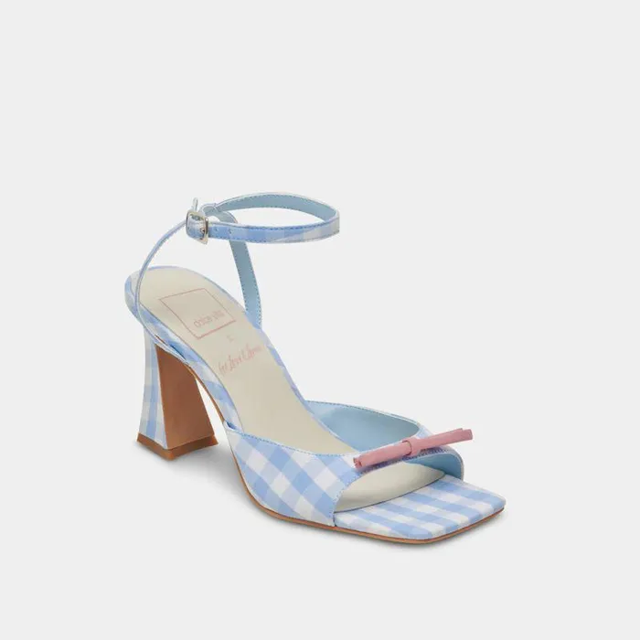 Heels Shop Dolce Vita Loise Heels White Blue Gingham White Blue Gingham