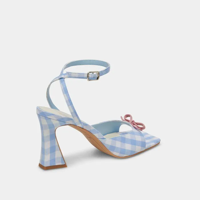 Heels Shop Dolce Vita Loise Heels White Blue Gingham White Blue Gingham