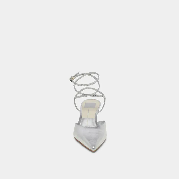 Heels Shop Dolce Vita Loklyn Stud Heels Silver Crinkle Patent Silver Crinkle Patent