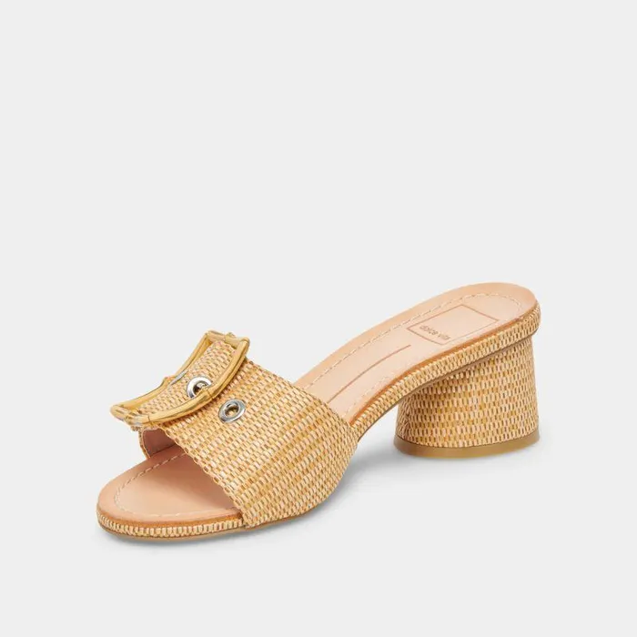 Heels Shop Dolce Vita Lucey Wide Heels Warm Natural Raffia Warm Natural Raffia