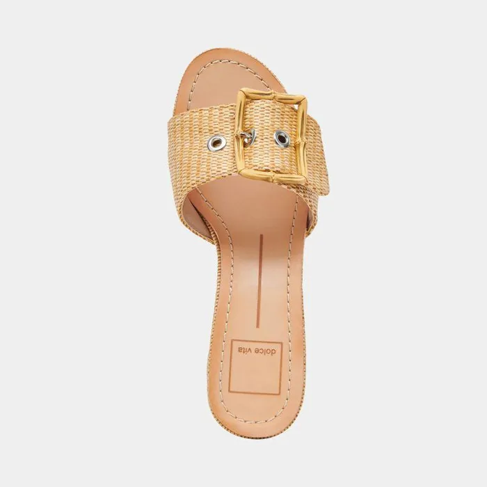 Heels Shop Dolce Vita Lucey Wide Heels Warm Natural Raffia Warm Natural Raffia