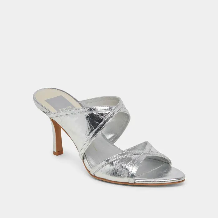 Heels Shop Dolce Vita Mandel Heels Silver Crinkle Patent Silver Crinkle Patent