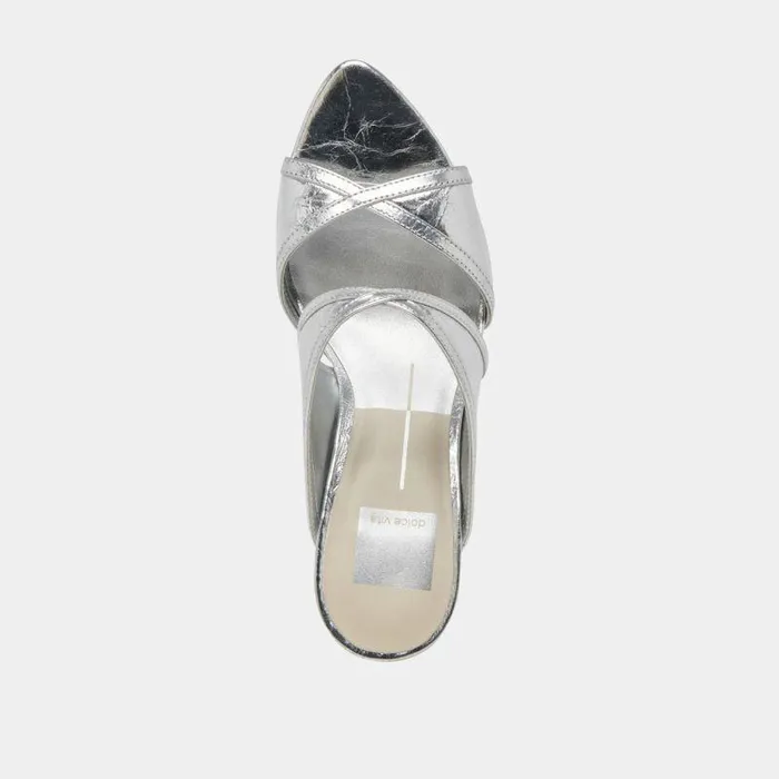 Heels Shop Dolce Vita Mandel Heels Silver Crinkle Patent Silver Crinkle Patent