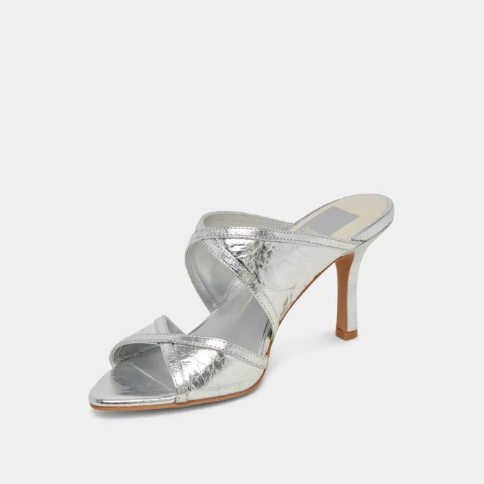 Heels Shop Dolce Vita Mandel Heels Silver Crinkle Patent Silver Crinkle Patent