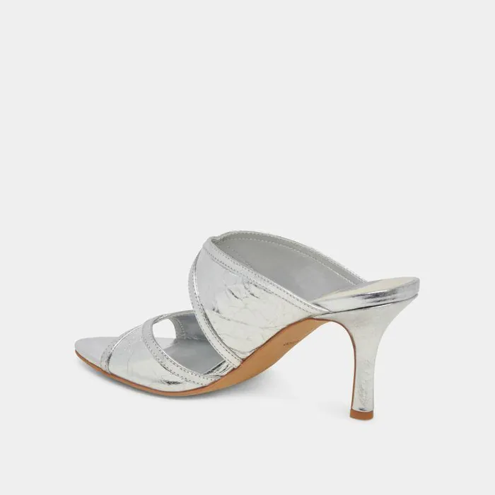 Heels Shop Dolce Vita Mandel Heels Silver Crinkle Patent Silver Crinkle Patent