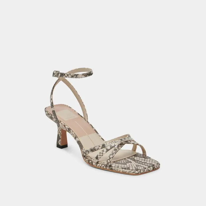 Heels Shop Dolce Vita Manji Heels Black White Embossed Snake Black White Embossed Snake