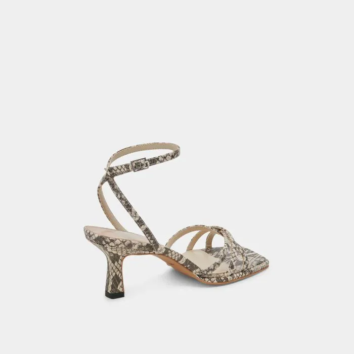 Heels Shop Dolce Vita Manji Heels Black White Embossed Snake Black White Embossed Snake
