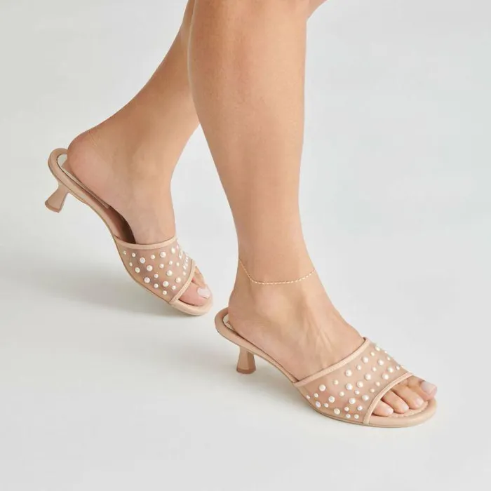 Heels Shop Dolce Vita Meeza Pearl Heels Blush Mesh Blush Mesh