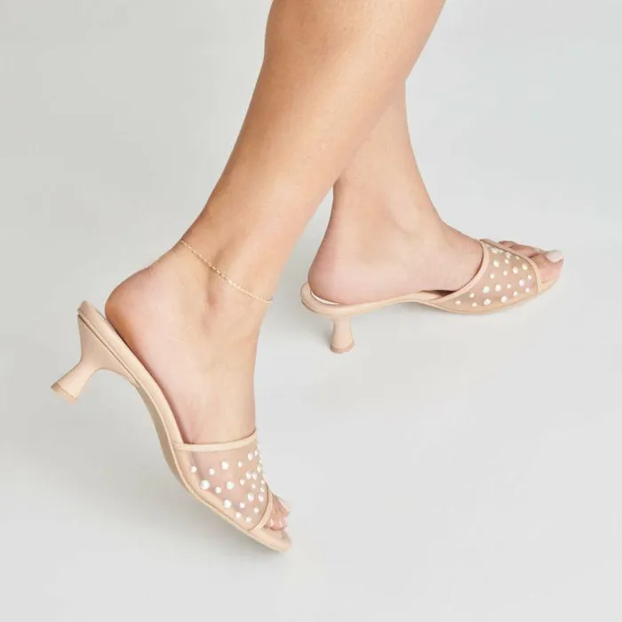 Heels Shop Dolce Vita Meeza Pearl Heels Blush Mesh Blush Mesh