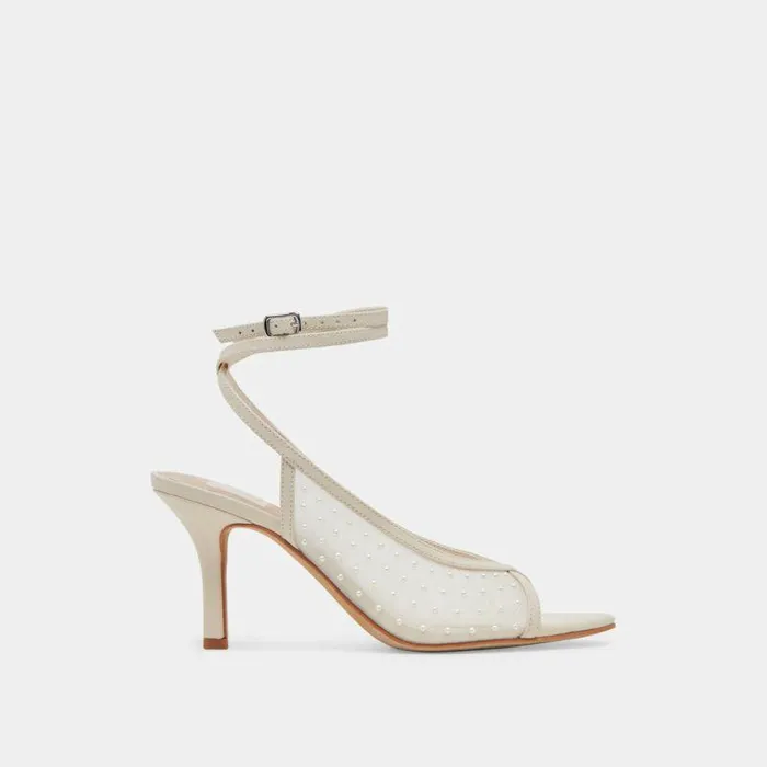 Heels Shop Dolce Vita Missy Pearl Heels Ivory Mesh Ivory Mesh
