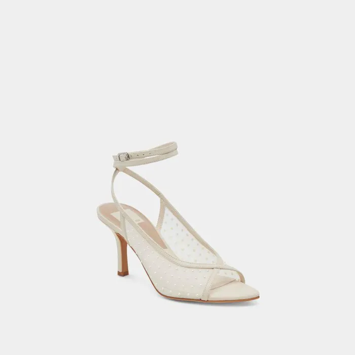 Heels Shop Dolce Vita Missy Pearl Heels Ivory Mesh Ivory Mesh