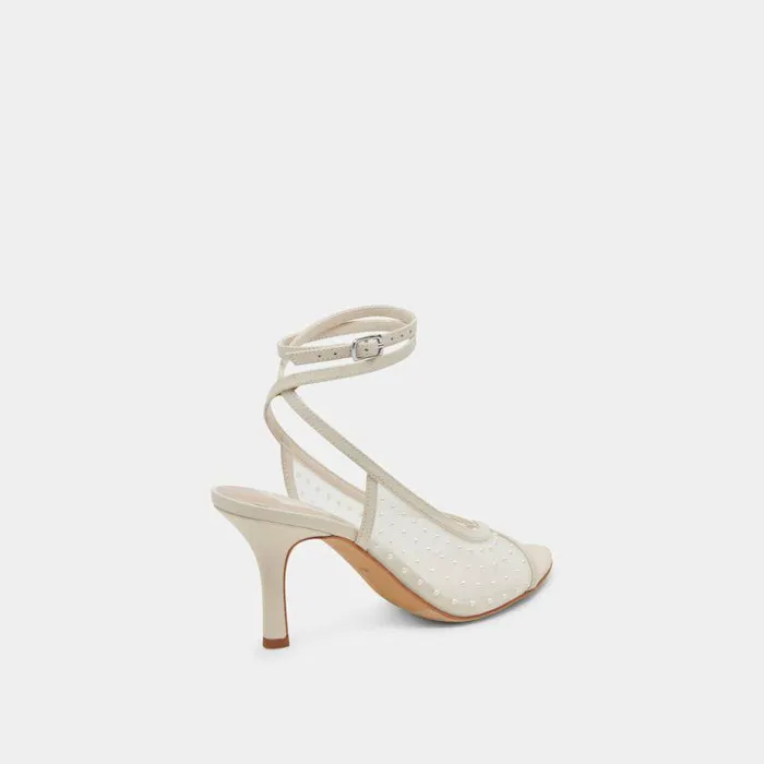 Heels Shop Dolce Vita Missy Pearl Heels Ivory Mesh Ivory Mesh
