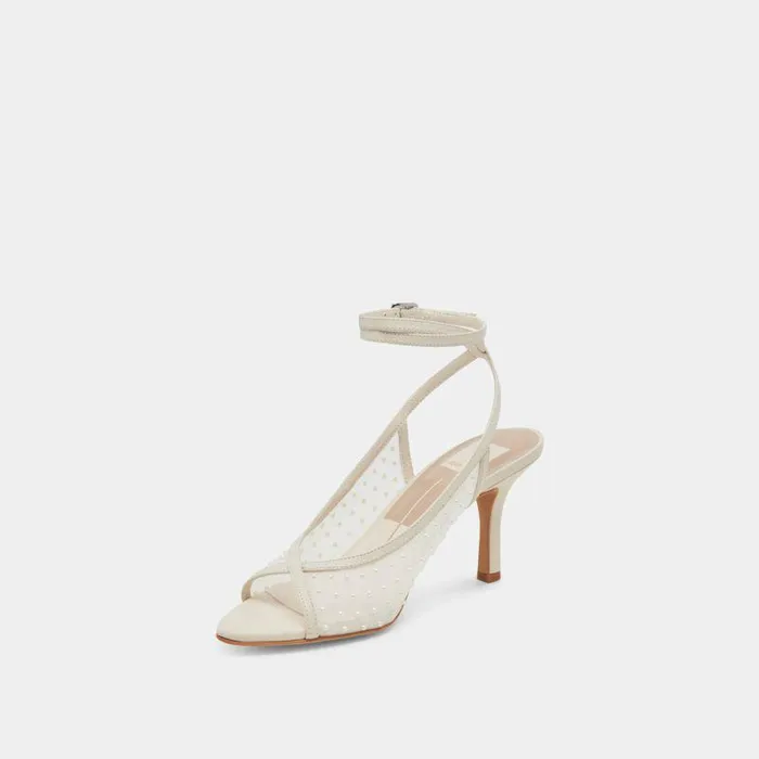 Heels Shop Dolce Vita Missy Pearl Heels Ivory Mesh Ivory Mesh