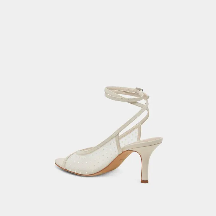Heels Shop Dolce Vita Missy Pearl Heels Ivory Mesh Ivory Mesh
