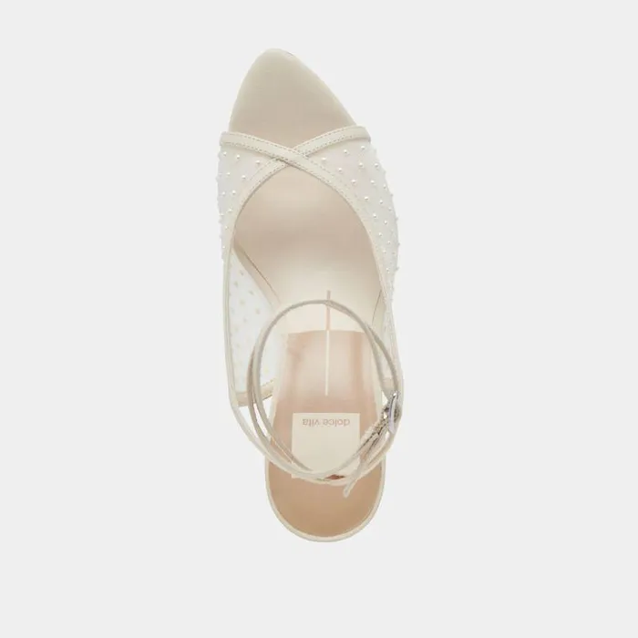 Heels Shop Dolce Vita Missy Pearl Heels Ivory Mesh Ivory Mesh