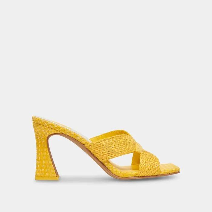 Heels Shop Dolce Vita Nitro Heels Yellow Raffia Yellow Raffia