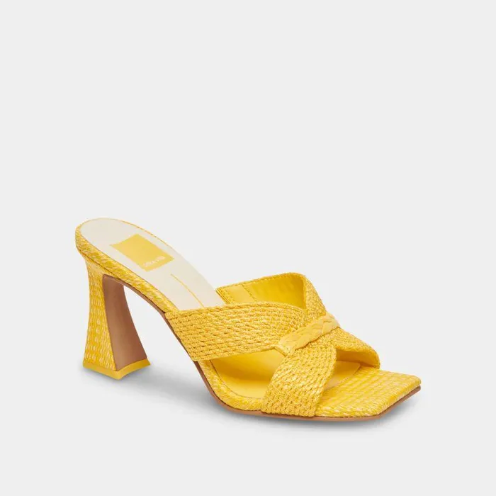 Heels Shop Dolce Vita Nitro Heels Yellow Raffia Yellow Raffia