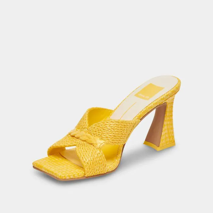Heels Shop Dolce Vita Nitro Heels Yellow Raffia Yellow Raffia
