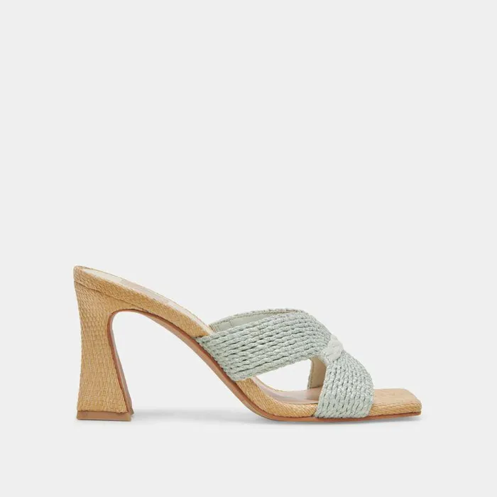 Heels Shop Dolce Vita Nitro Wide Heels Mint Raffia Mint Raffia