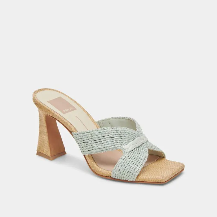 Heels Shop Dolce Vita Nitro Wide Heels Mint Raffia Mint Raffia