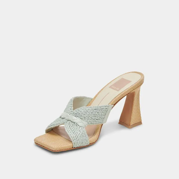 Heels Shop Dolce Vita Nitro Wide Heels Mint Raffia Mint Raffia