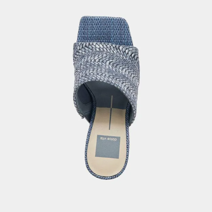Heels Shop Dolce Vita Novis Heels Blue Woven Blue Woven