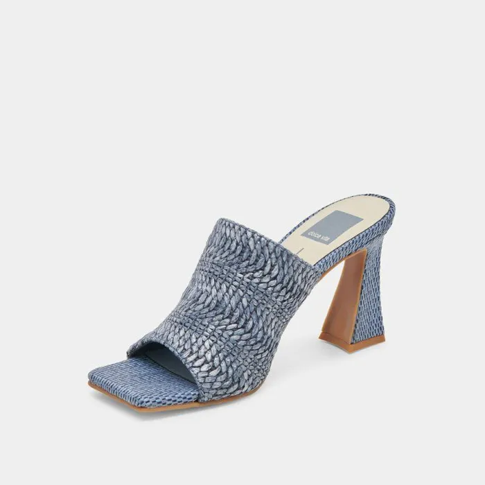 Heels Shop Dolce Vita Novis Heels Blue Woven Blue Woven