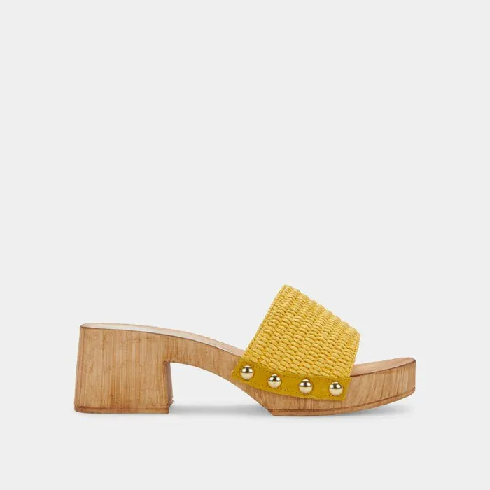 Heels Shop Dolce Vita Oakley Heels Yellow Raffia Yellow Raffia