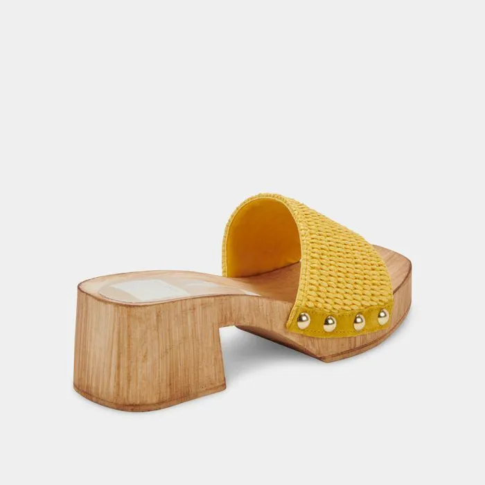 Heels Shop Dolce Vita Oakley Heels Yellow Raffia Yellow Raffia