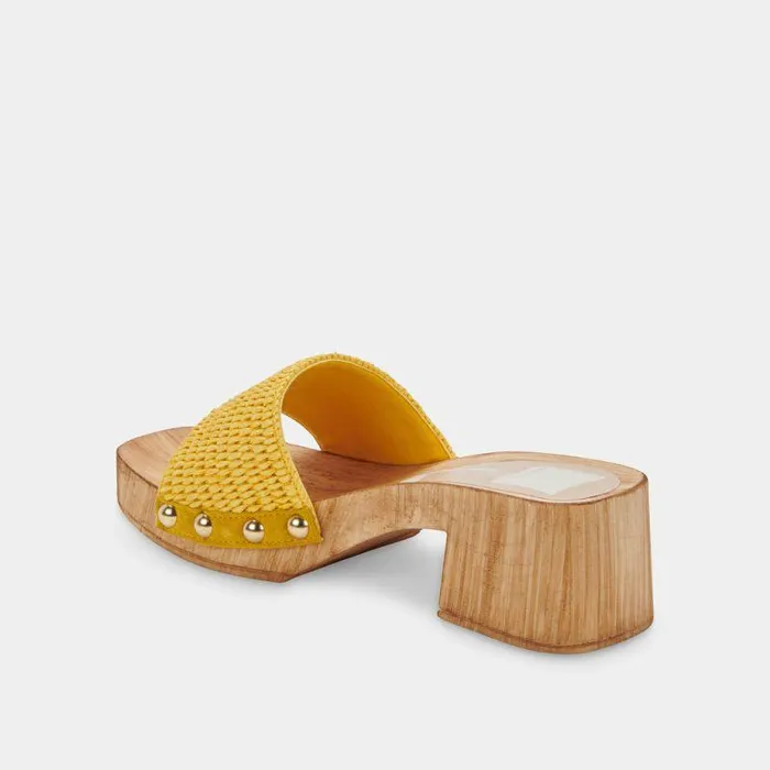 Heels Shop Dolce Vita Oakley Heels Yellow Raffia Yellow Raffia