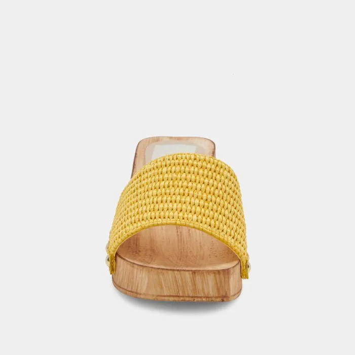 Heels Shop Dolce Vita Oakley Heels Yellow Raffia Yellow Raffia