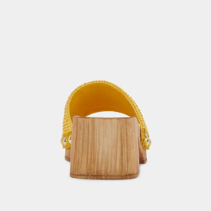 Heels Shop Dolce Vita Oakley Heels Yellow Raffia Yellow Raffia