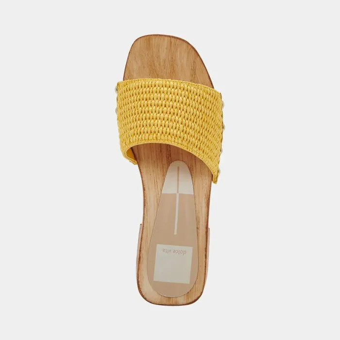 Heels Shop Dolce Vita Oakley Heels Yellow Raffia Yellow Raffia