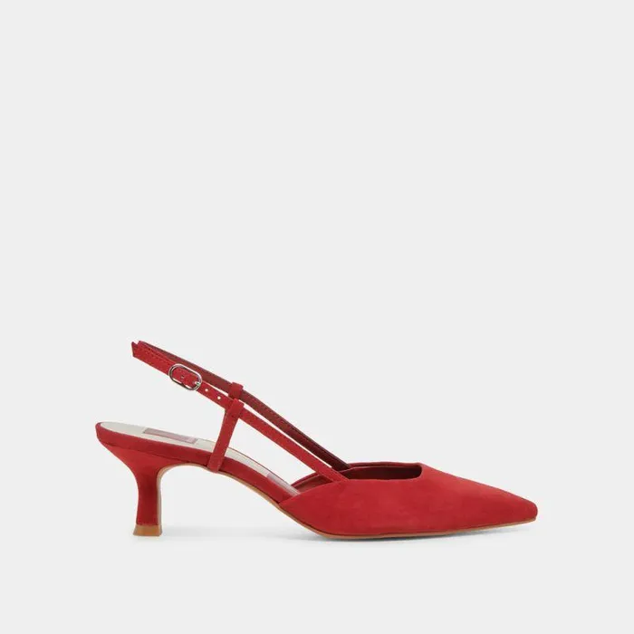 Heels Shop Dolce Vita Odela Wide Heels Crimson Suede Crimson Suede