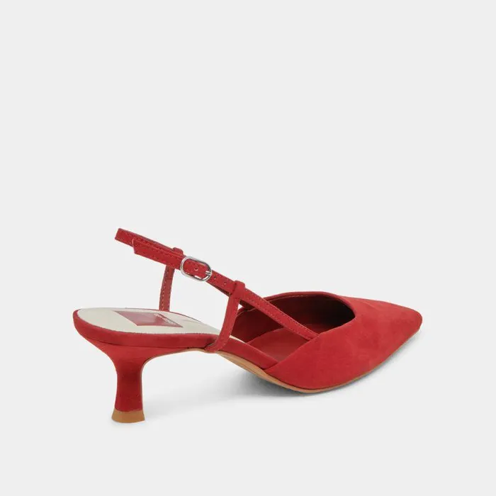 Heels Shop Dolce Vita Odela Wide Heels Crimson Suede Crimson Suede