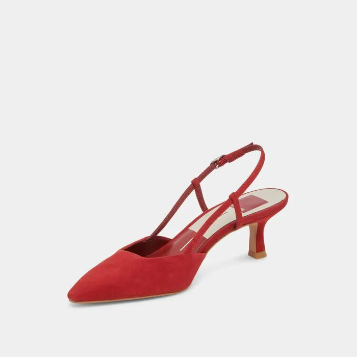 Heels Shop Dolce Vita Odela Wide Heels Crimson Suede Crimson Suede