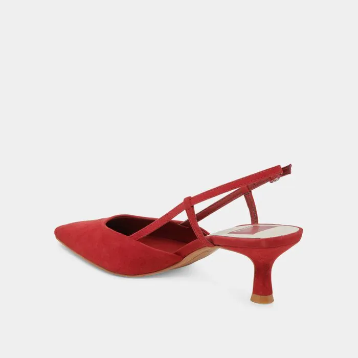 Heels Shop Dolce Vita Odela Wide Heels Crimson Suede Crimson Suede