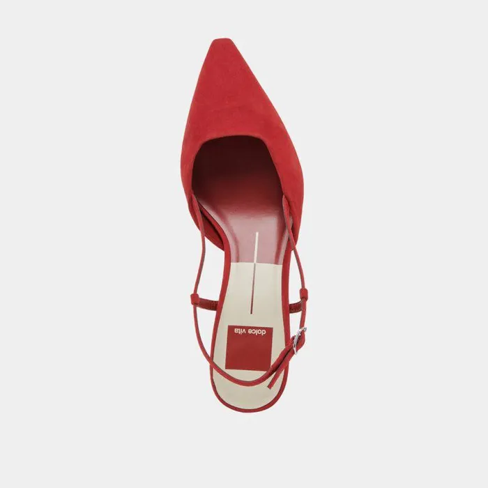 Heels Shop Dolce Vita Odela Wide Heels Crimson Suede Crimson Suede
