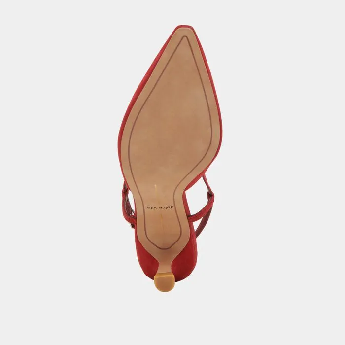 Heels Shop Dolce Vita Odela Wide Heels Crimson Suede Crimson Suede