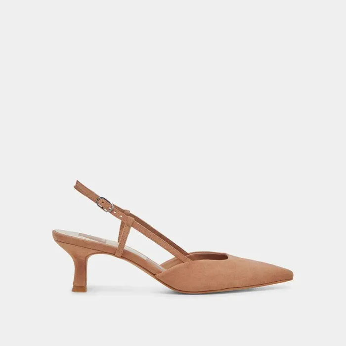 Heels Shop Dolce Vita Odela Wide Heels Toffee Suede Toffee Suede