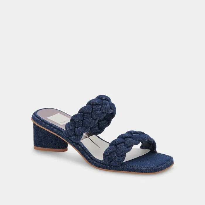 Heels Shop Dolce Vita Ronin Sandals Indigo Denim Braided Indigo Denim Sandals Indigo Denim