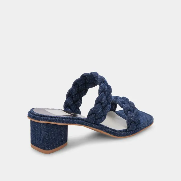 Heels Shop Dolce Vita Ronin Sandals Indigo Denim Braided Indigo Denim Sandals Indigo Denim