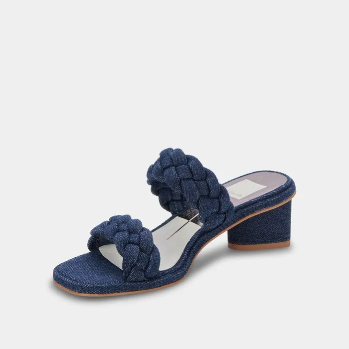 Heels Shop Dolce Vita Ronin Sandals Indigo Denim Braided Indigo Denim Sandals Indigo Denim