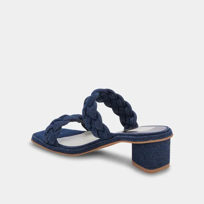 Heels Shop Dolce Vita Ronin Sandals Indigo Denim Braided Indigo Denim Sandals Indigo Denim