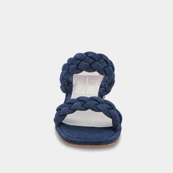 Heels Shop Dolce Vita Ronin Sandals Indigo Denim Braided Indigo Denim Sandals Indigo Denim