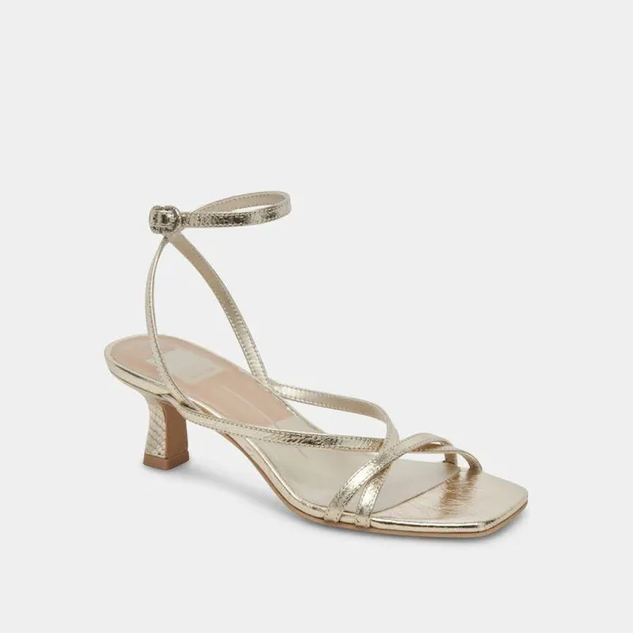 Heels Shop Dolce Vita Zamal Heels Light Gold Crinkle Patent Light Gold Crinkle Patent