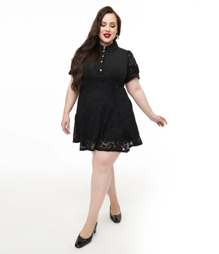 Hell Bunny Plus Size 1950s Black Lace Dominica Mini Dress DressesPlus Unique Vintage Fit and Flare Hell Bunny Plus Size 1950s Black Lace Dominica Mini Dress DressesPlus Unique Vintage Fit and Flare
