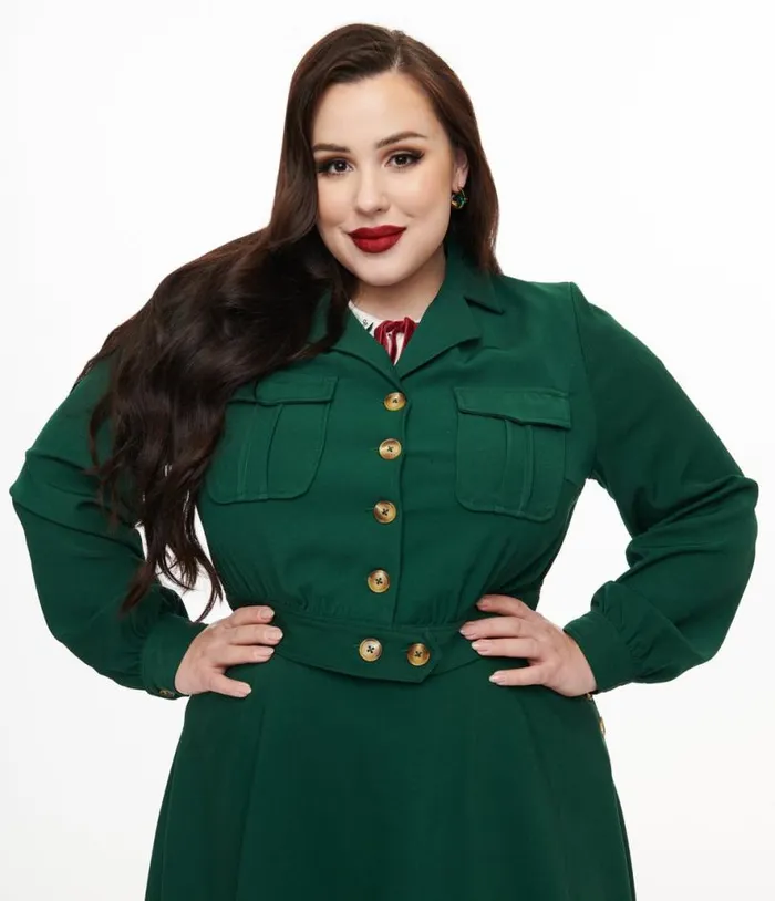 Hell Bunny Plus Size 1970s Forest Green Ravenswood Jacket ClothingPlus Unique Vintage Jackets