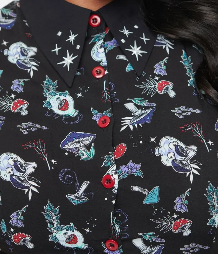 Hell Bunny Plus Size Witchy Woodland Amanita Mini Dress DressesHalloweenPlus Unique Vintage Pocket Dresses